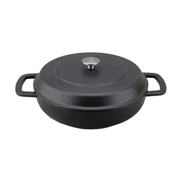 Combekk Enameled traktørpande støbejern Ø28 cm - Black-silver knob - Combekk