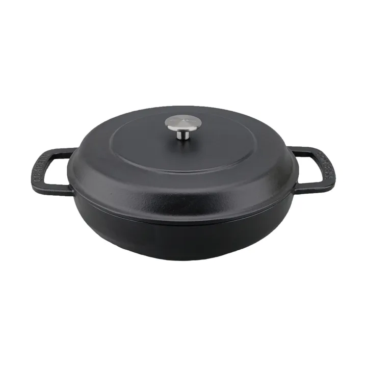 Combekk Enameled traktørpande støbejern Ø28 cm - Black-silver knob - Combekk