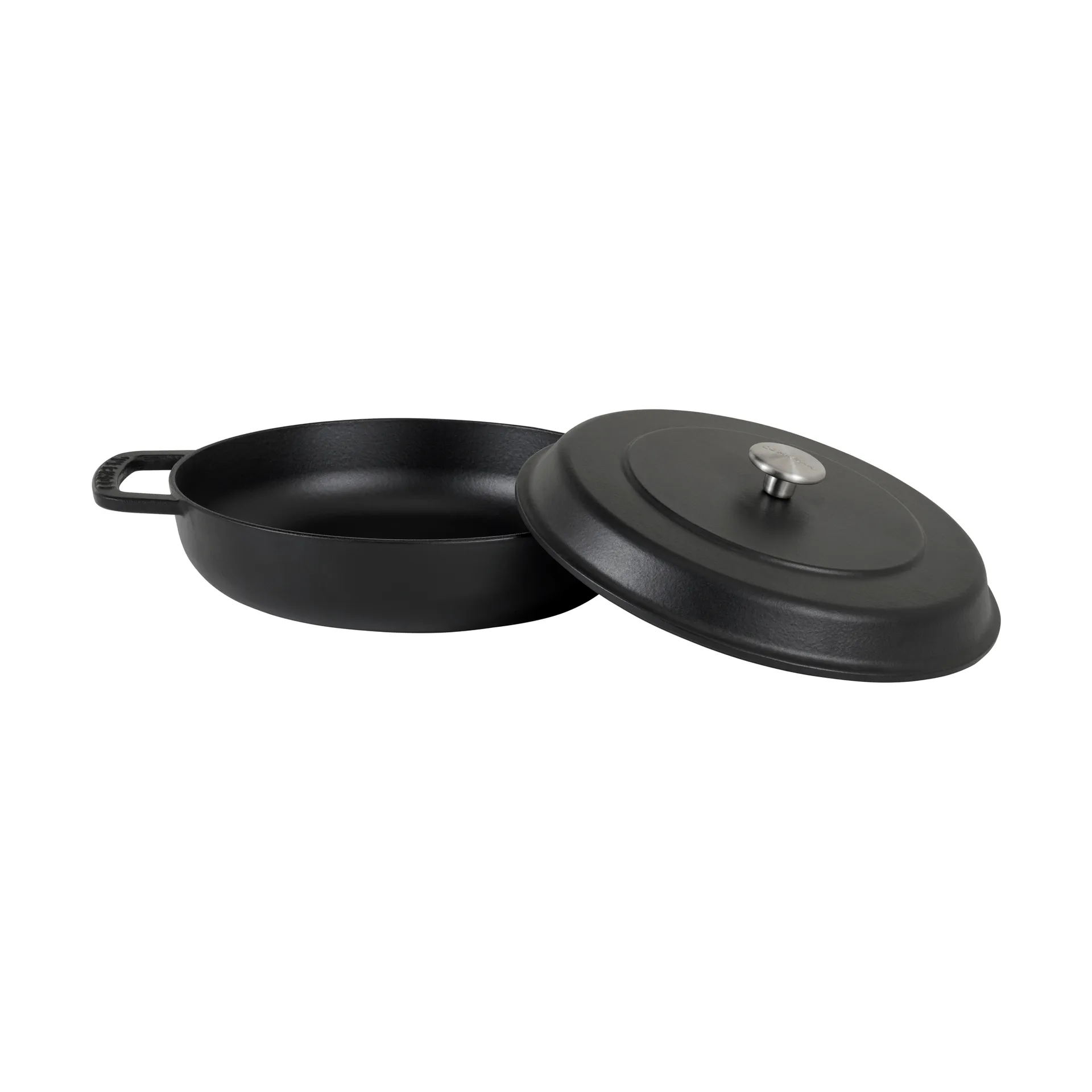 Combekk Enameled traktørpande støbejern Ø28 cm, Black-silver knob Combekk