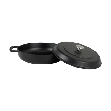 Combekk Enameled traktørpande støbejern Ø28 cm - Black-silver knob - Combekk