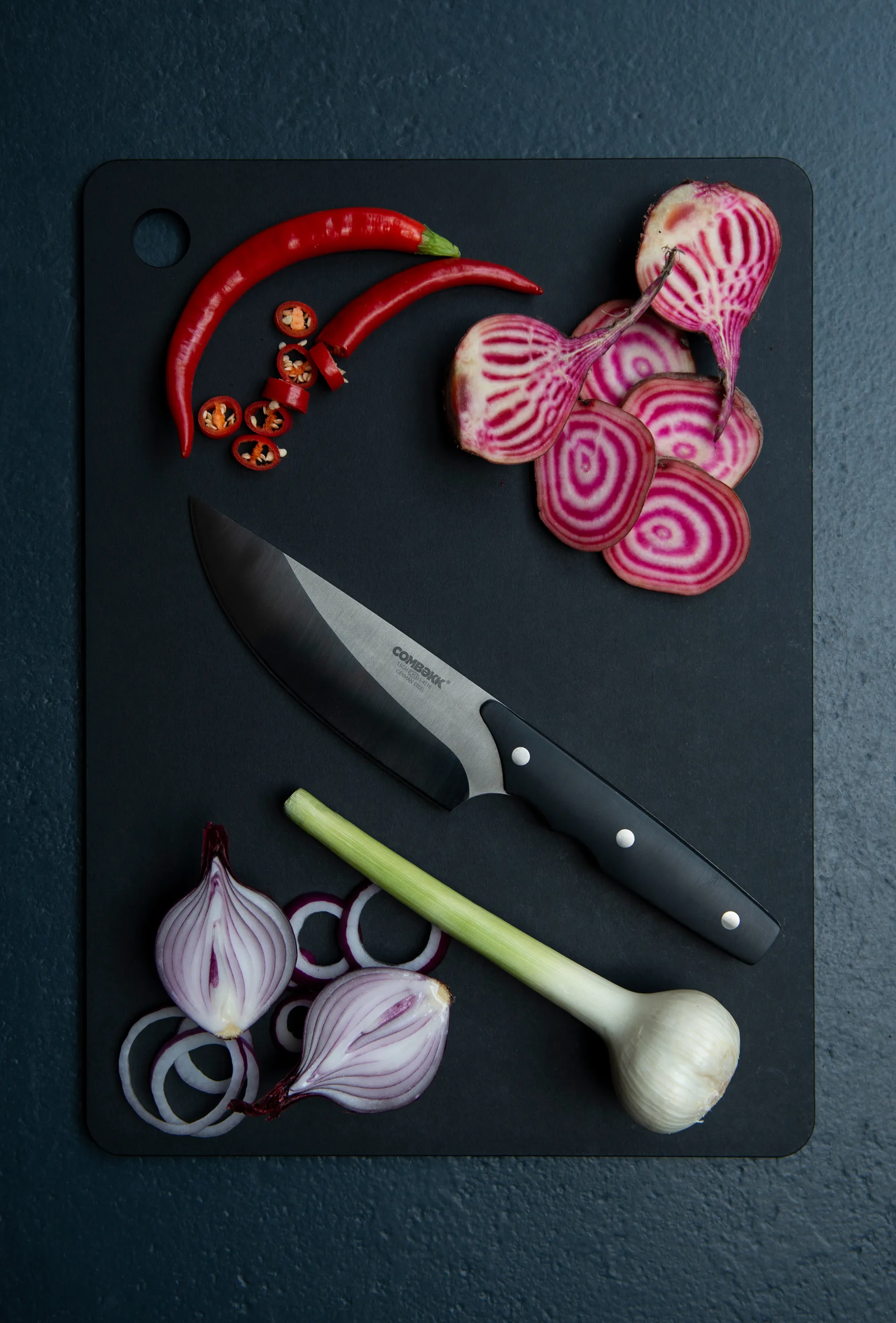 Combekk skærebræt træ 3-dele, Black Combekk