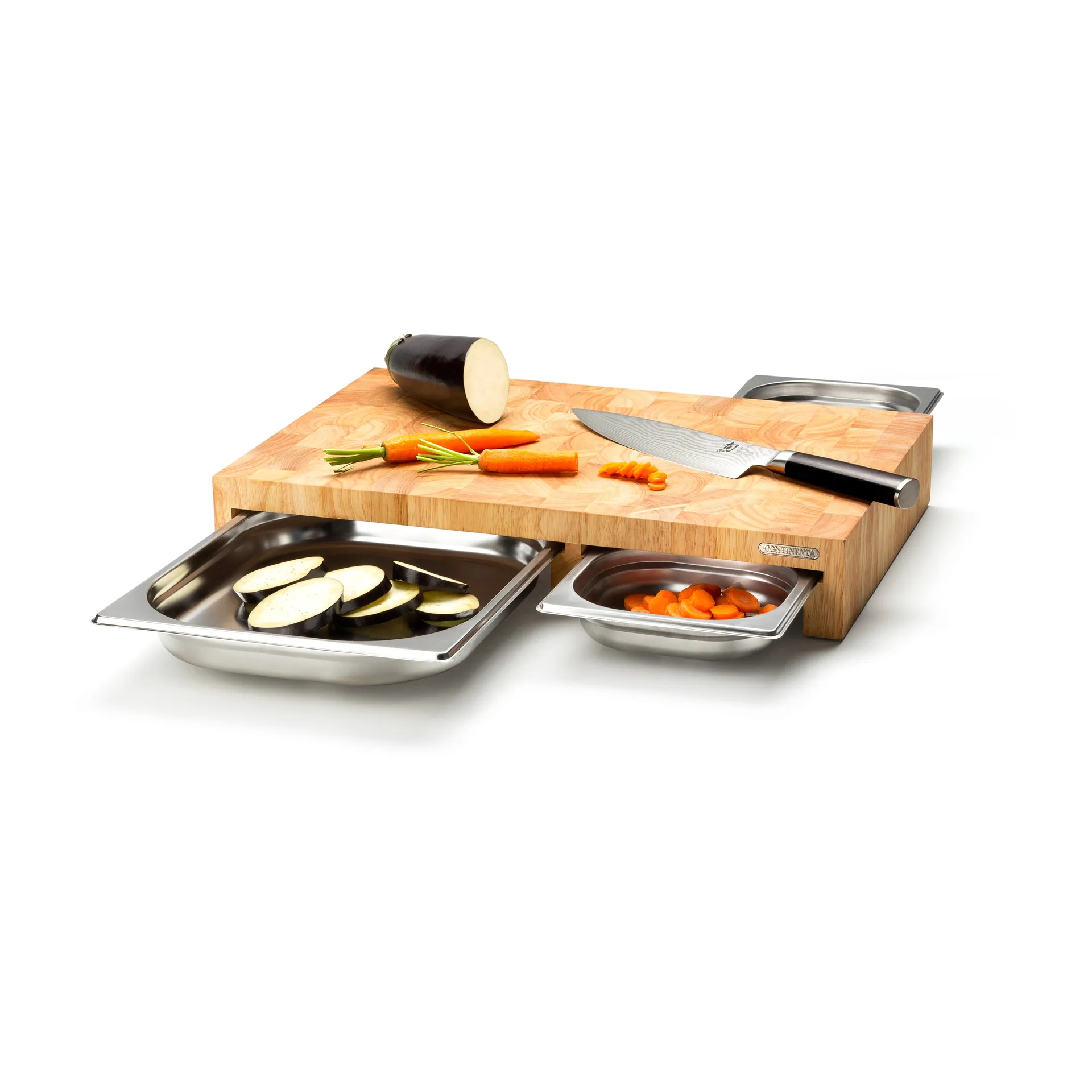 Skærebræt gummitræ med 3 skuffer, 32x48 cm
​ Continenta