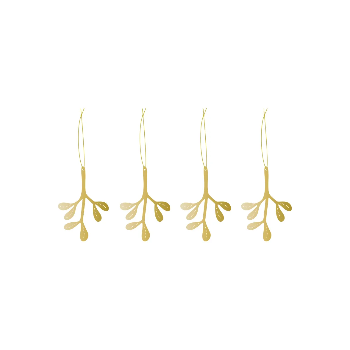 Cooee juleophæng messing 4-pak, Mistletoe Cooee Design