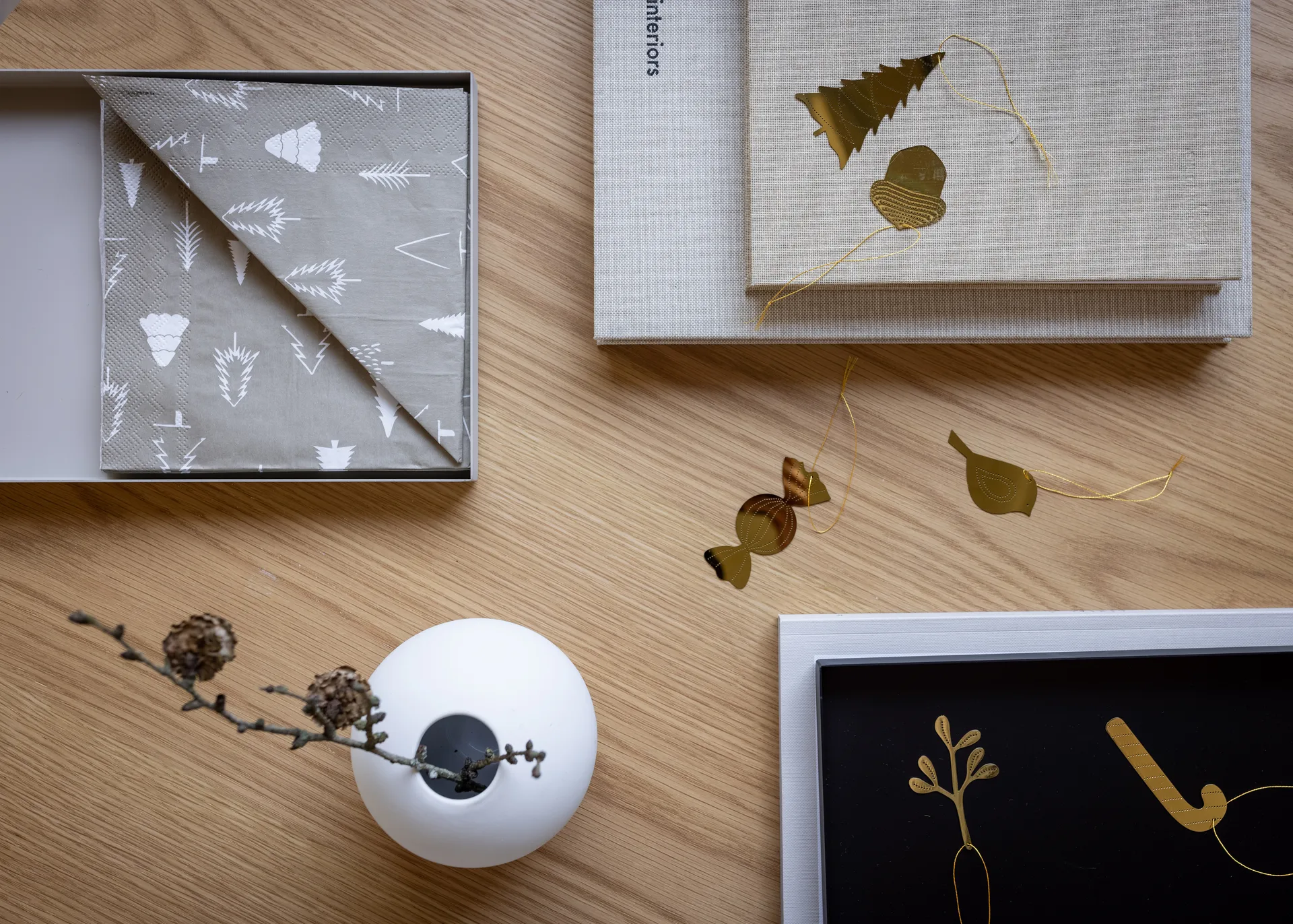 Cooee juleophæng messing 4-pak, Tree Cooee Design