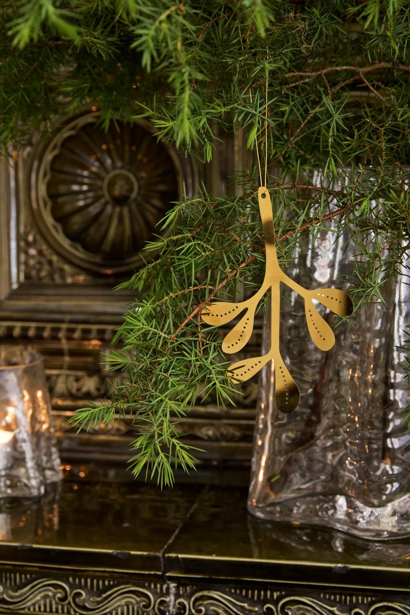 Mistletoe juleophæng 2-pak, Messing, 12 cm Cooee Design