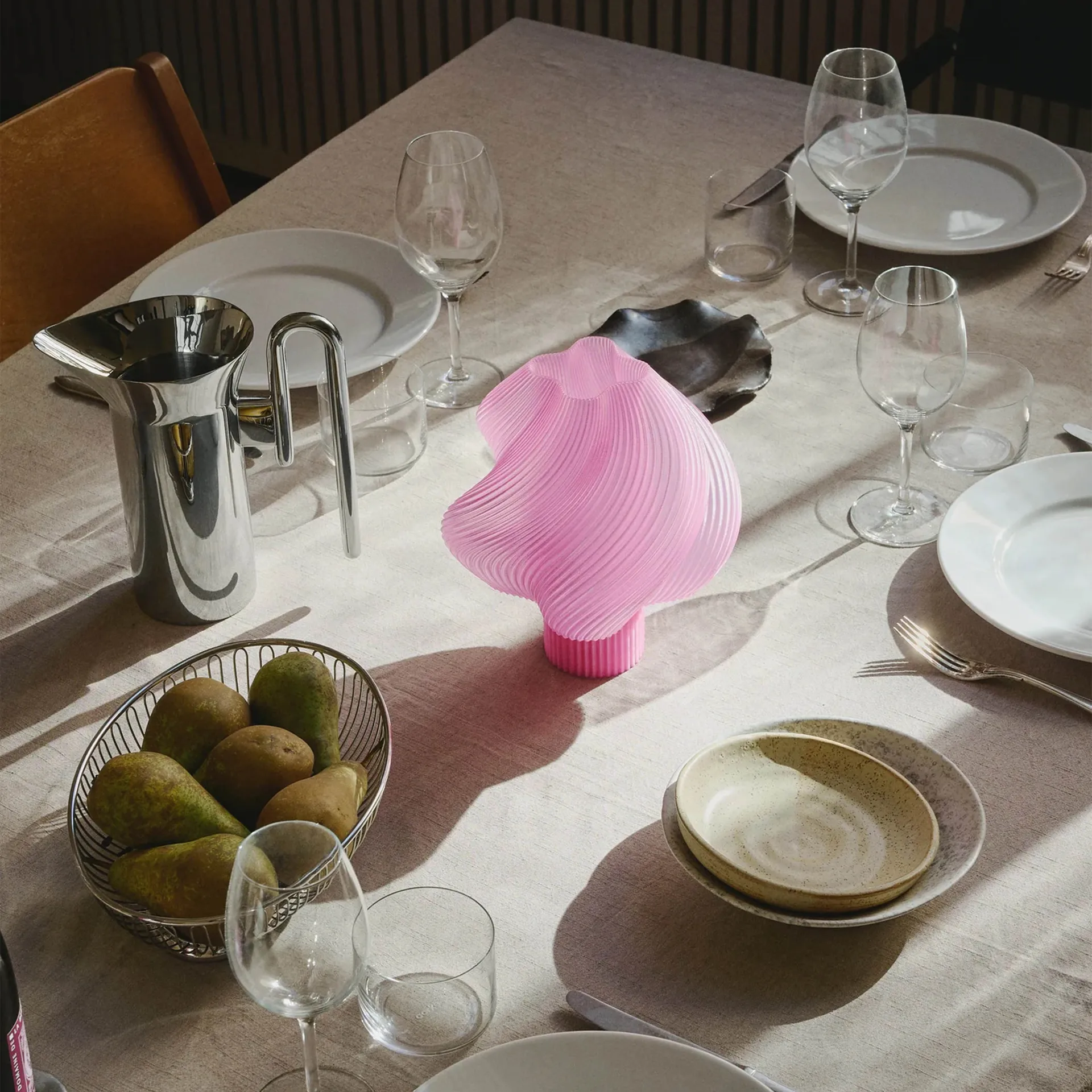 Soft Serve portabel bordlampe, Rose sorbet, 23 cm Crème Atelier