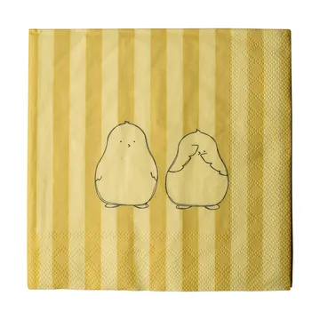 Chubby chicken stripe papirserviet 20-pak - Creme, 33x33 cm - DBKD