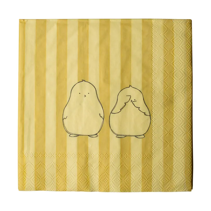 Chubby chicken stripe papirserviet 20-pak - Creme, 33x33 cm - DBKD