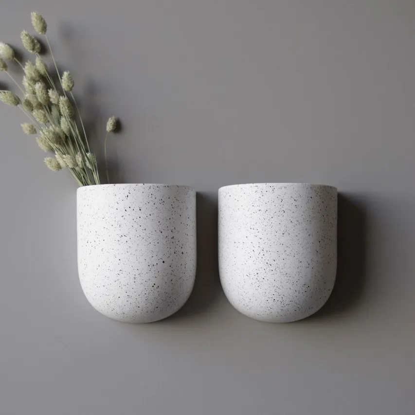 Cut væghængt krukke white dot, Large DBKD