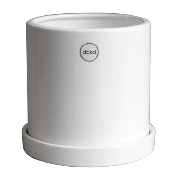 Grow krukke Ø13 cm med fad - Shiny white - DBKD