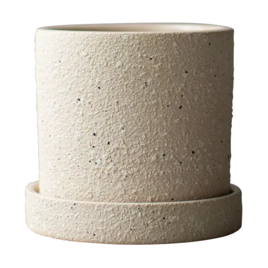 Grow potte Ø10 cm med underskål, Creme structure DBKD