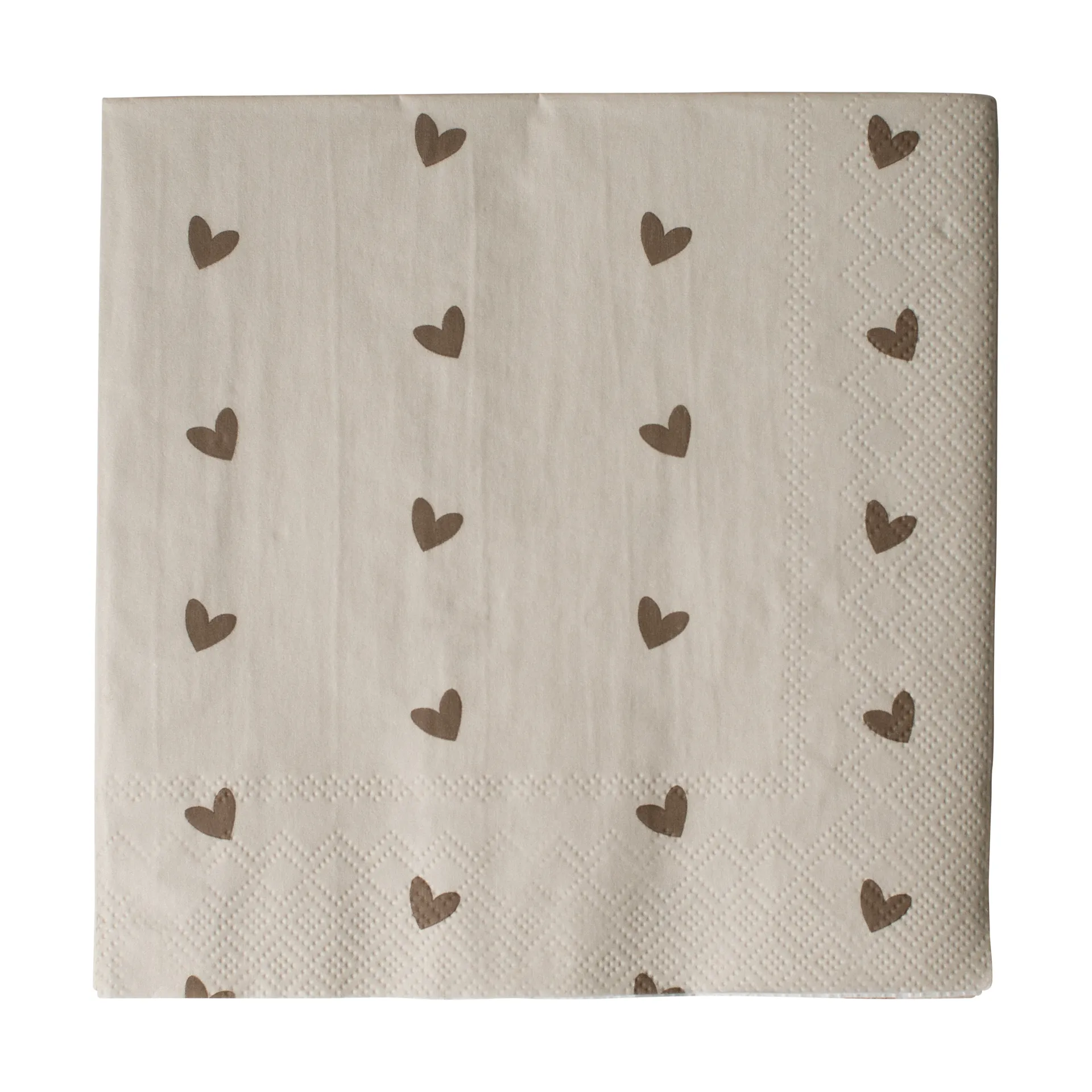 Heart pappersserviet 33x33 cm 20-pak, Brown-beige DBKD