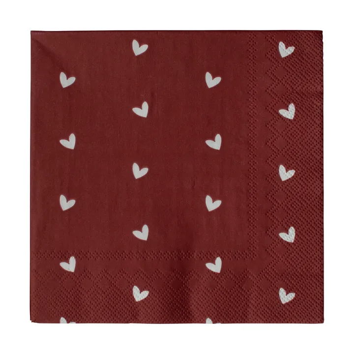 Heart pappersserviet 33x33 cm 20-pak - Dark red - DBKD