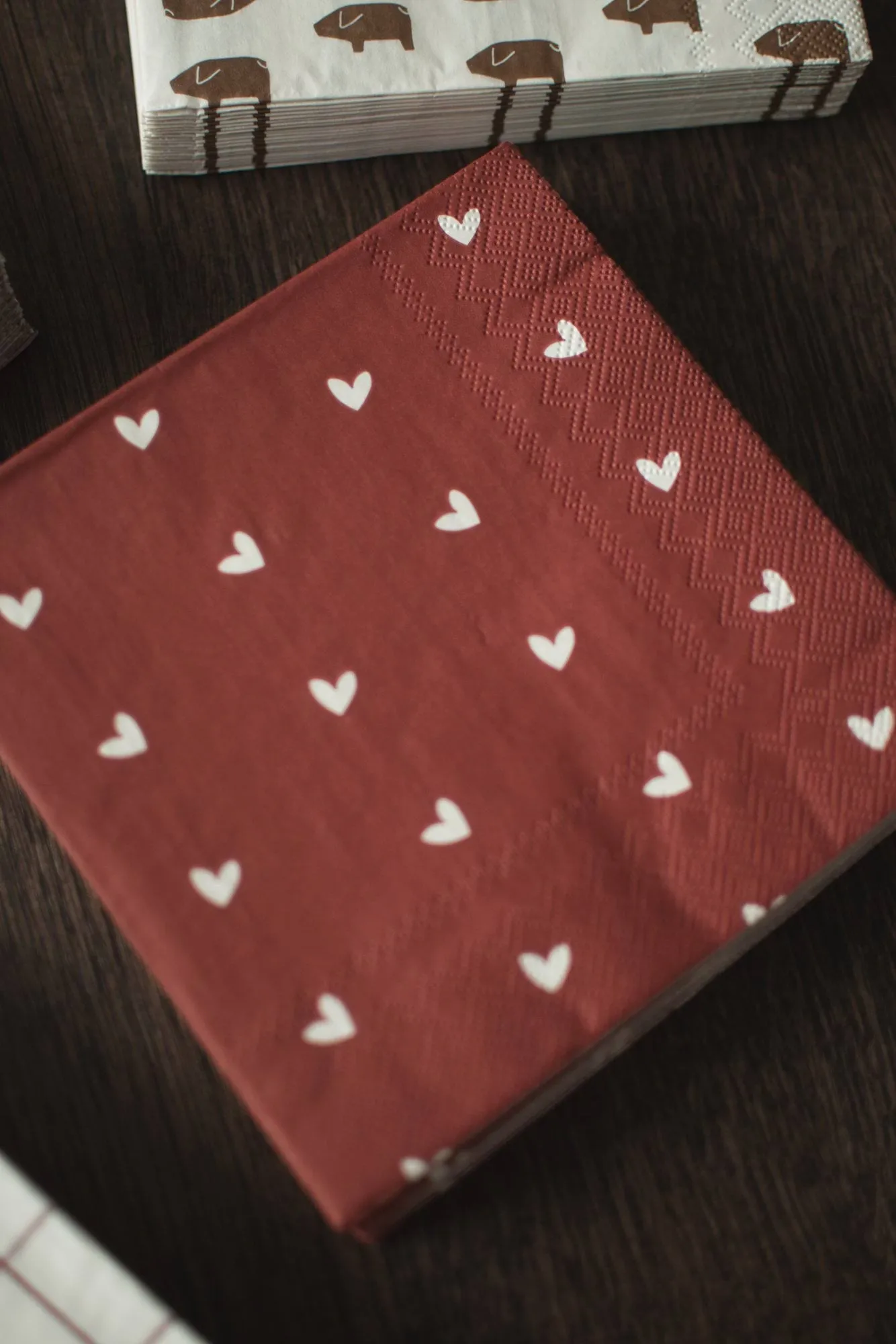 Heart pappersserviet 33x33 cm 20-pak, Dark red DBKD