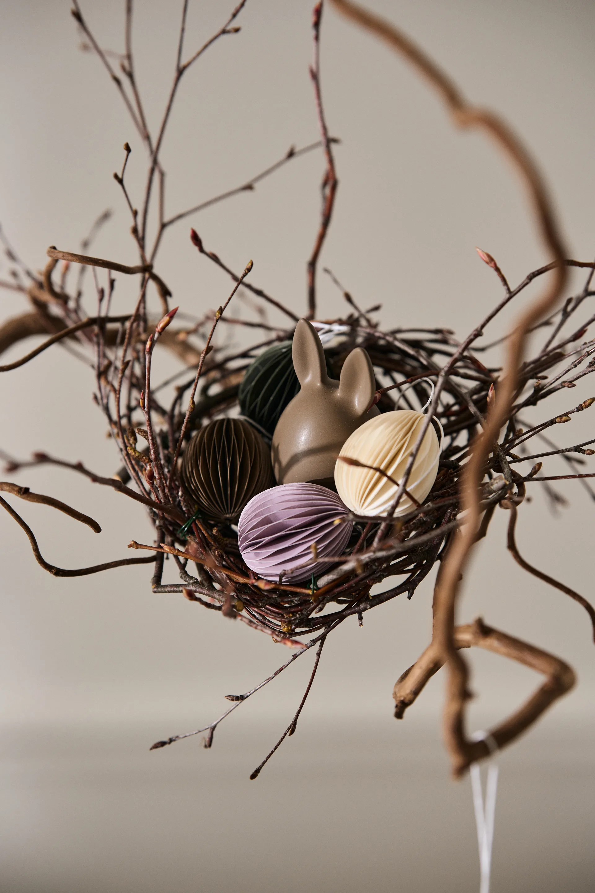 Ovoid påskeophæng papir small 4 cm, White DBKD