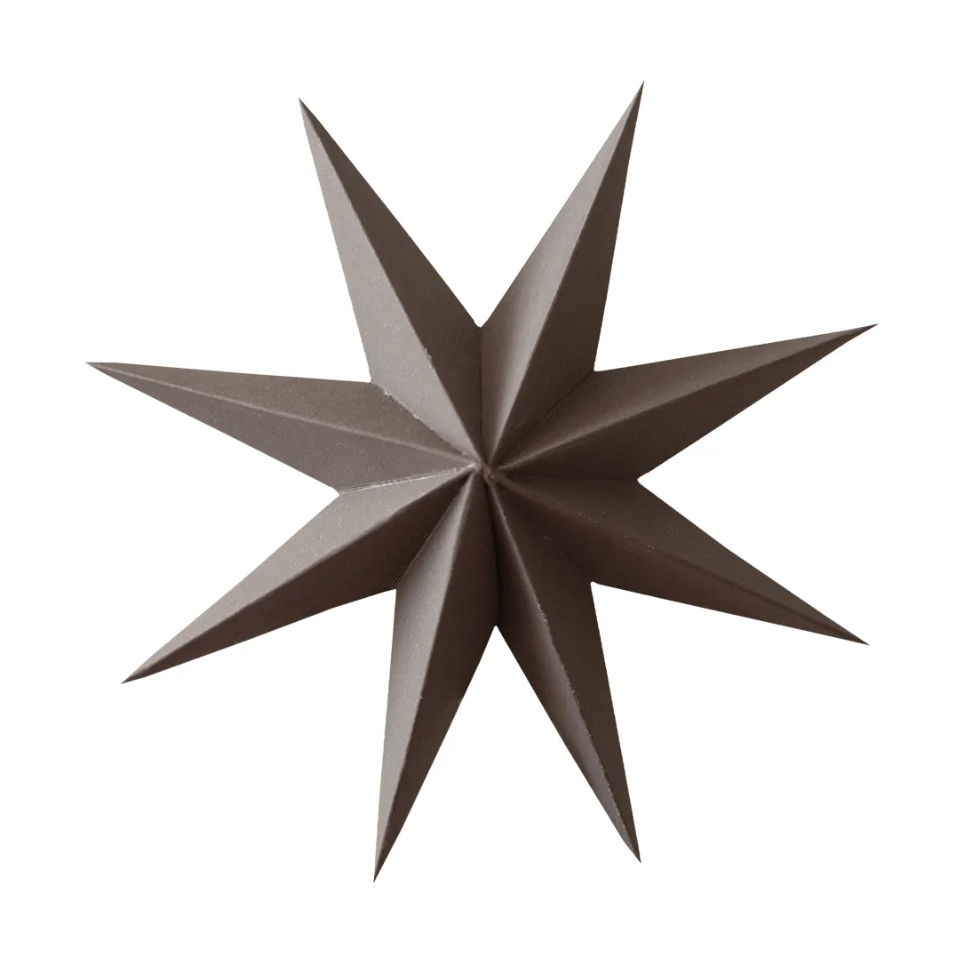 Paper winter star dekoration ophæng, Brown, small, Ø9 cm DBKD