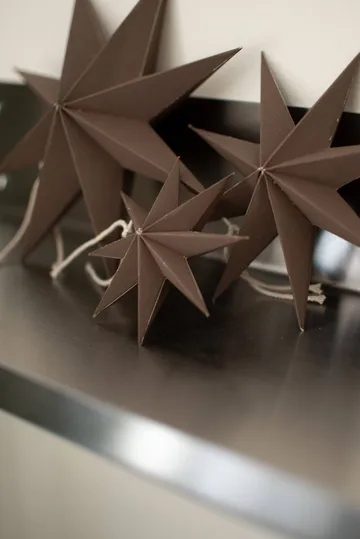 Paper winter star dekoration ophæng - Brown, small, Ø9 cm - DBKD