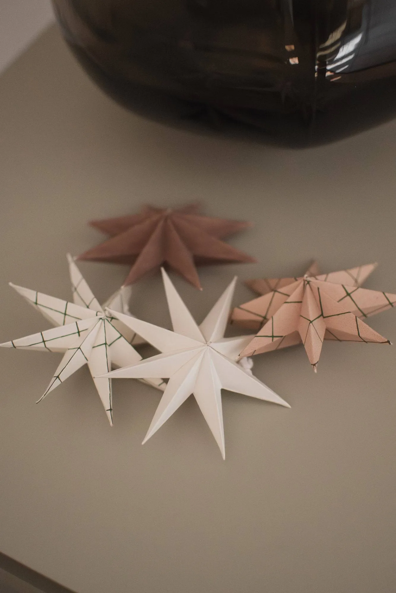 Paper winter star dekoration ophæng, Square sand, small, Ø9 cm DBKD