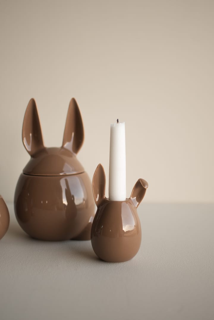 Rabbit lysestage 13 cm, Shiny nougat DBKD