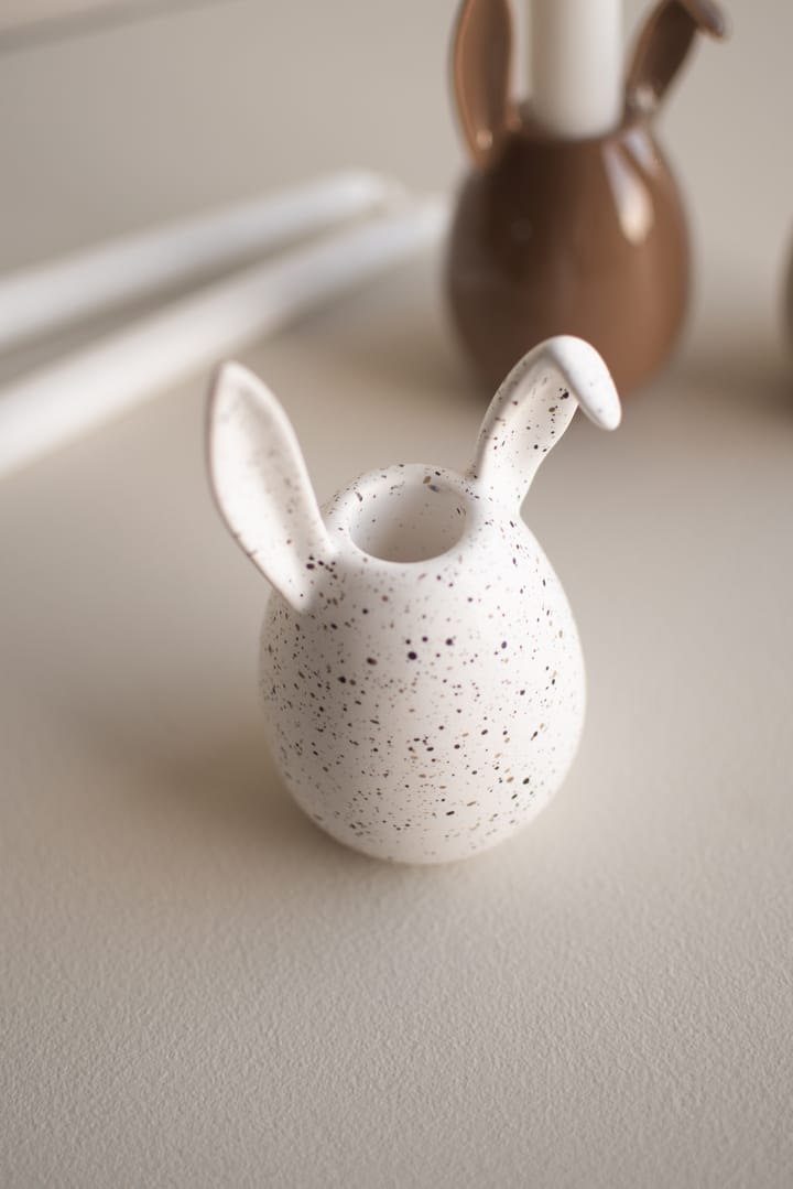 Rabbit lysestage 13 cm, White dot DBKD