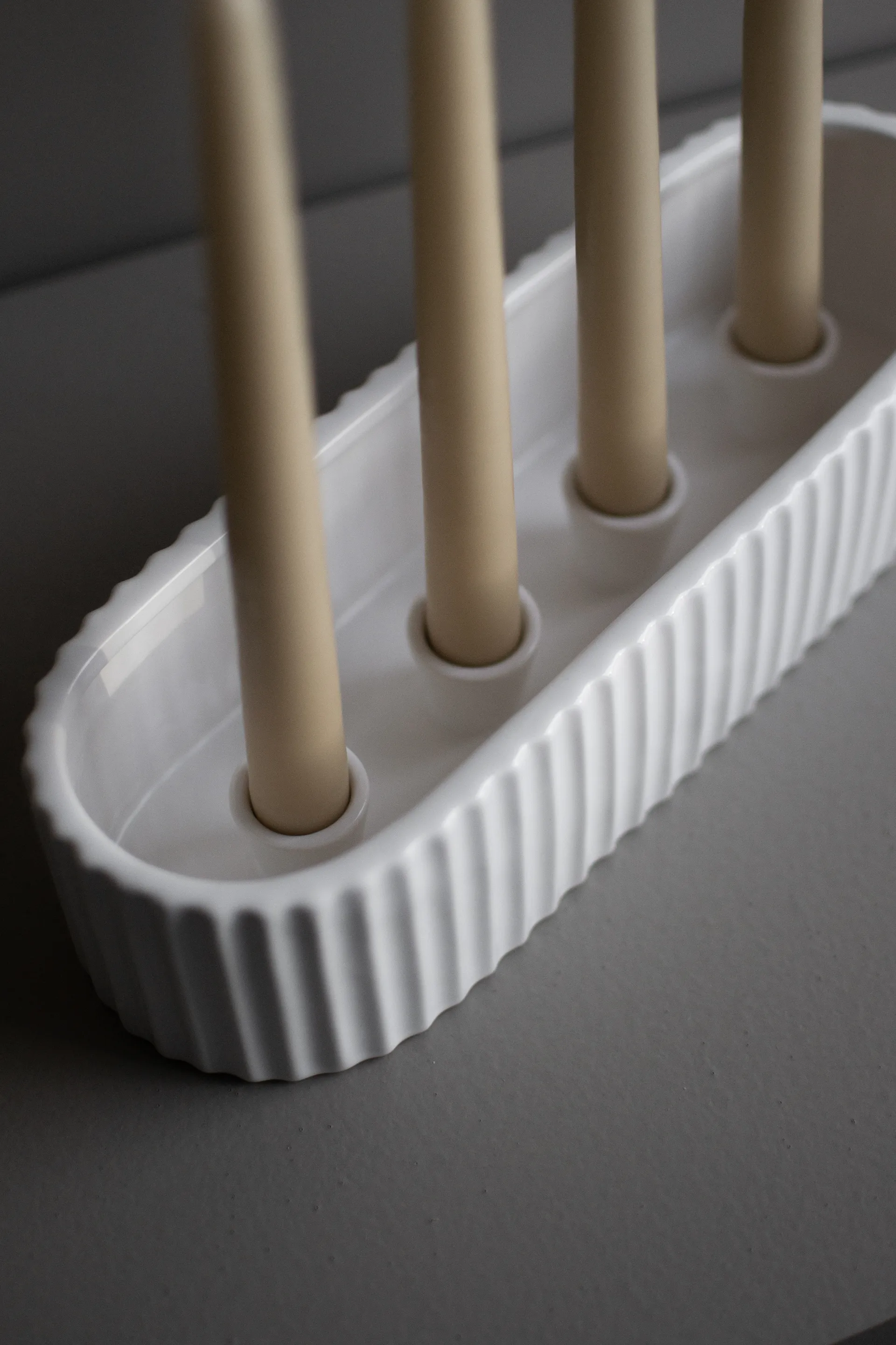 Stripe adventslysestage 30 cm, Shiny white DBKD