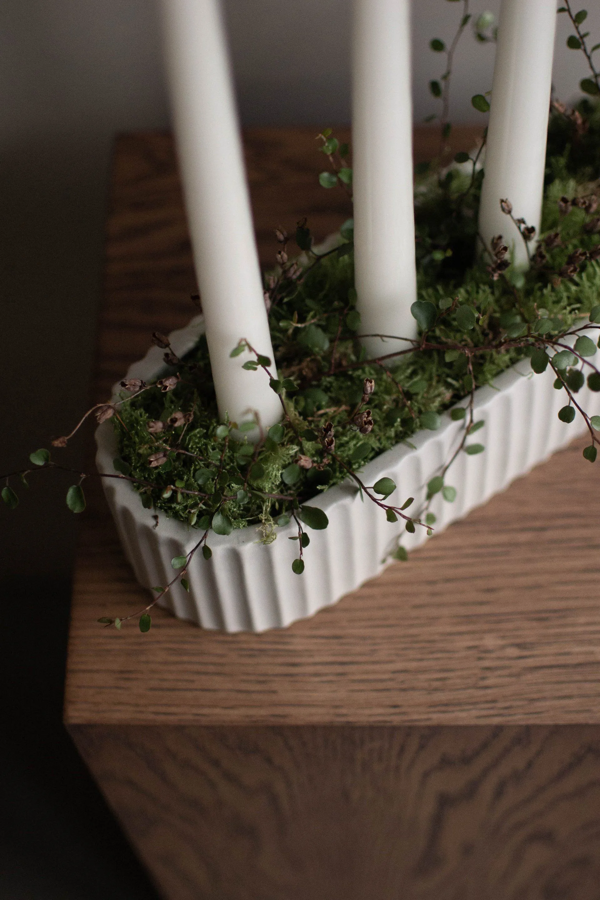 Stripe adventslysestage 30 cm, Shiny white DBKD