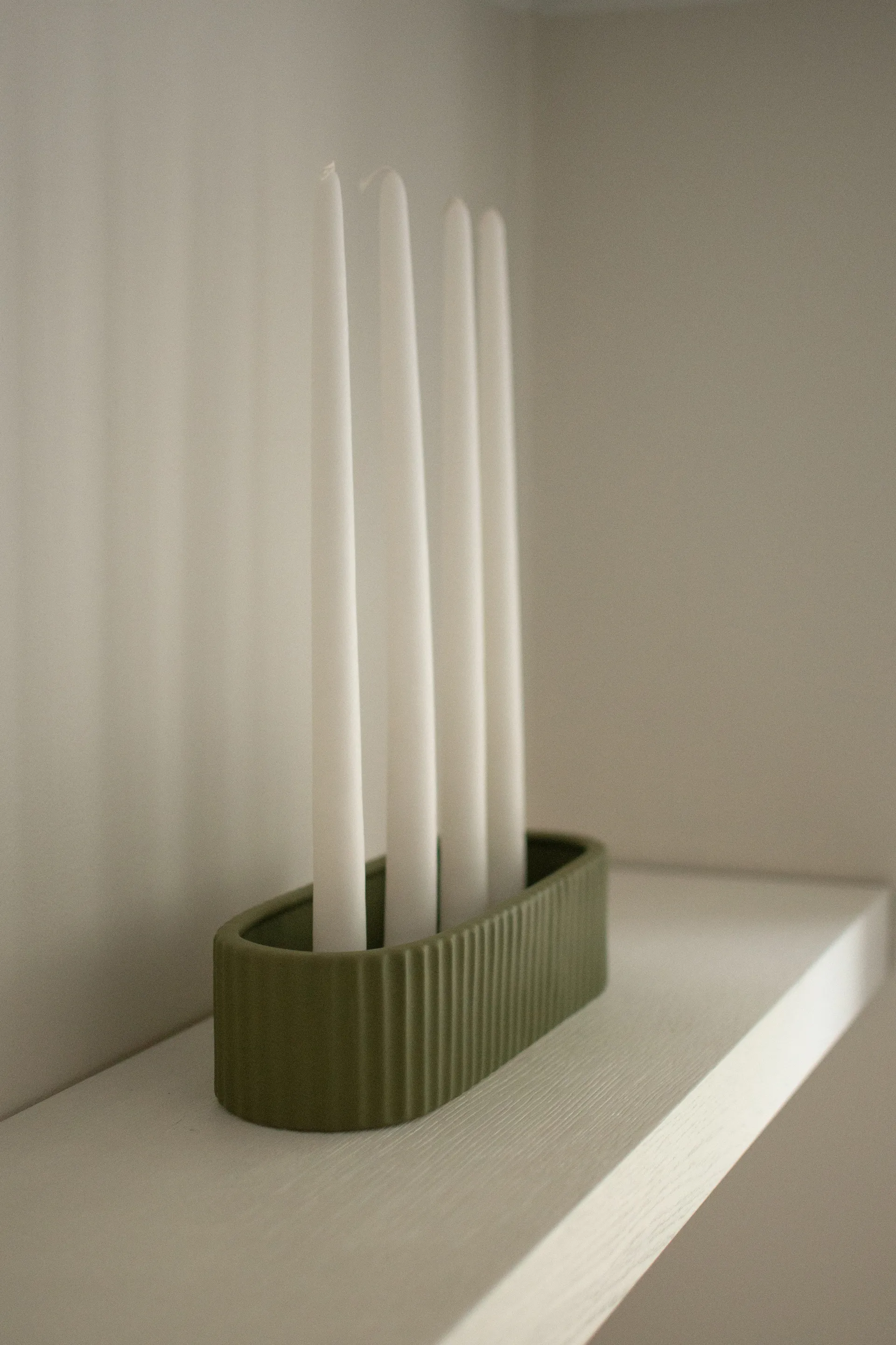 Stripe lysestage 30 cm, Green DBKD