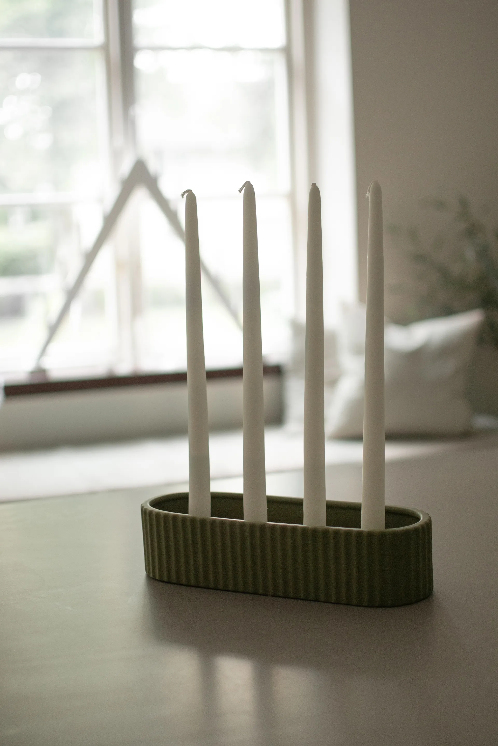 Stripe lysestage 30 cm, Green DBKD