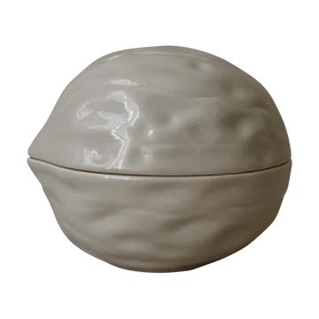 Walnut skål med låg - Shiny mole - DBKD