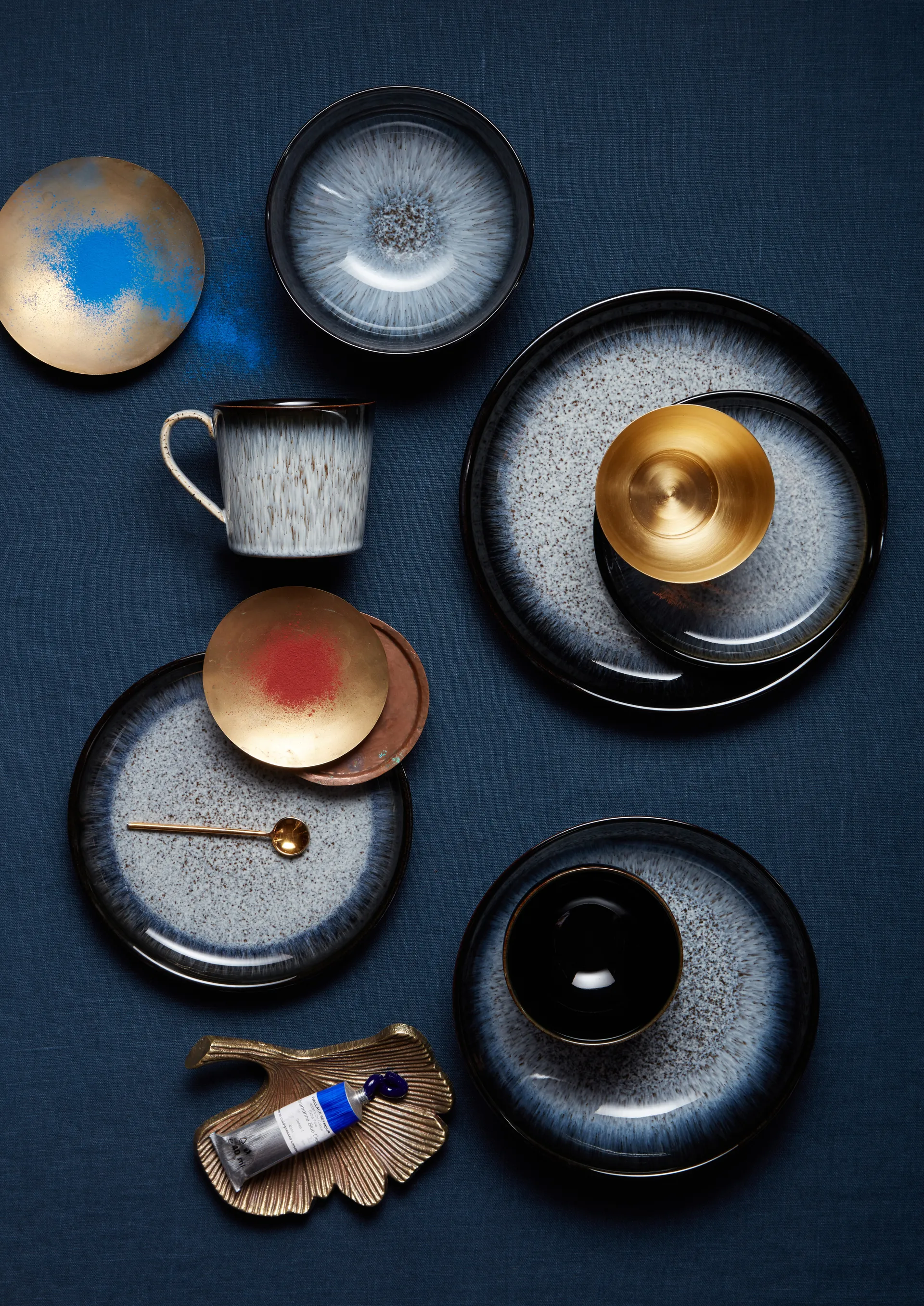 Halo pastaskål 22 cm 4-pak, Blå/Grå/Sort Denby