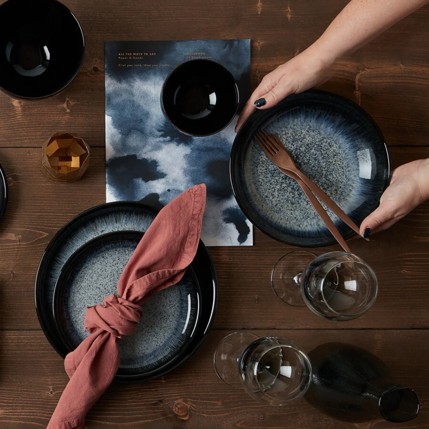 Halo pastaskål 22 cm, Blå/Grå/Sort Denby