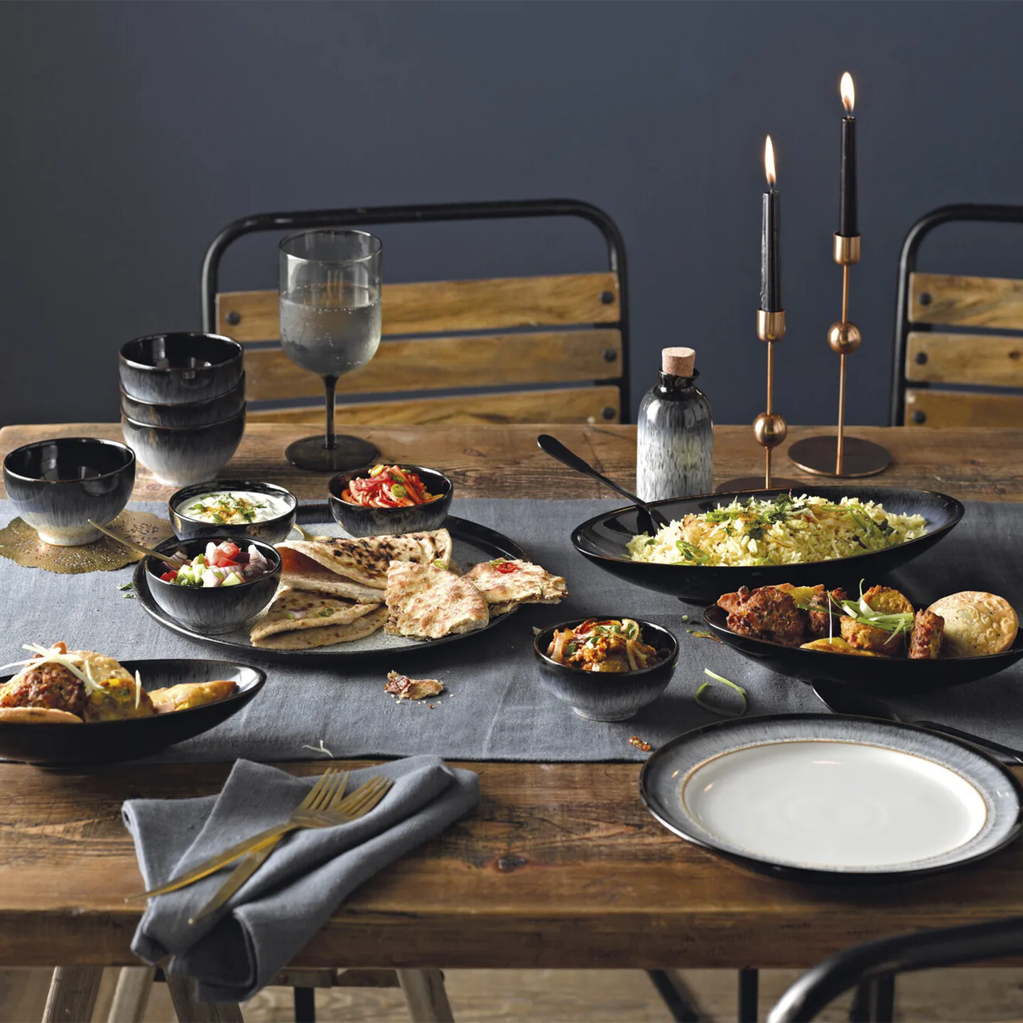 Halo skål 10,5 cm, Blå/Grå/Sort Denby