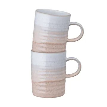 Kiln Coral rillet krus - Koral-beige, 2 stk. - Denby