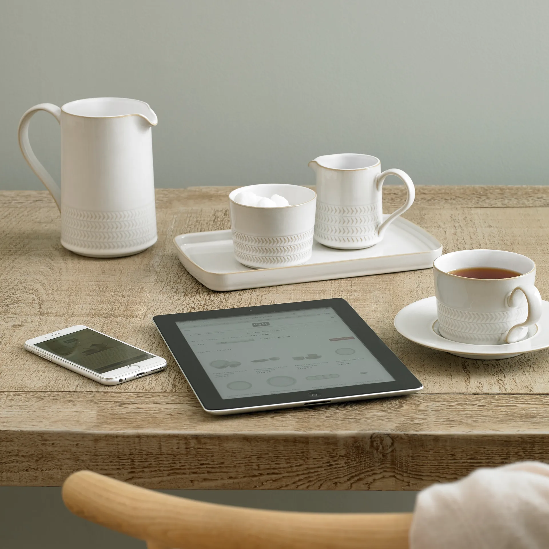 Natural Canvas te- og kaffekop 26 cl, Tekstureret Denby