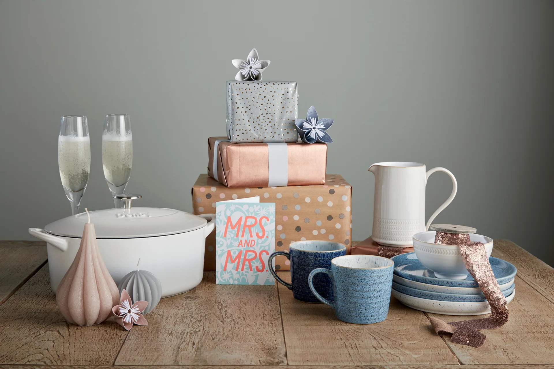 Studio Blue riflet krus 40 cl, Flint/Chalk Denby