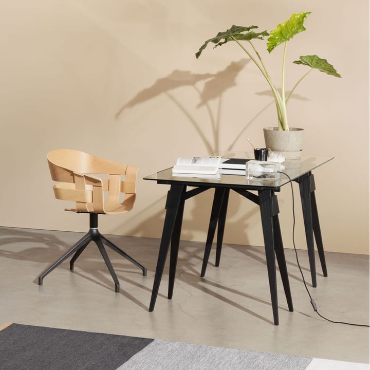 Arco skrivebord, hvid lak, inkl. skuffe, glasplade Design House Stockholm