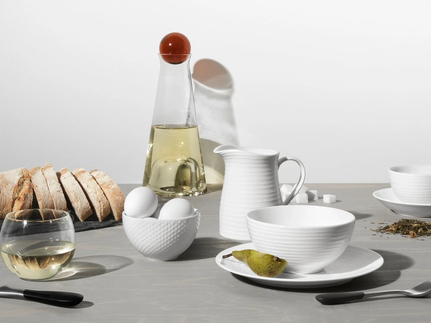 Blond skål lille, stribe hvid Design House Stockholm