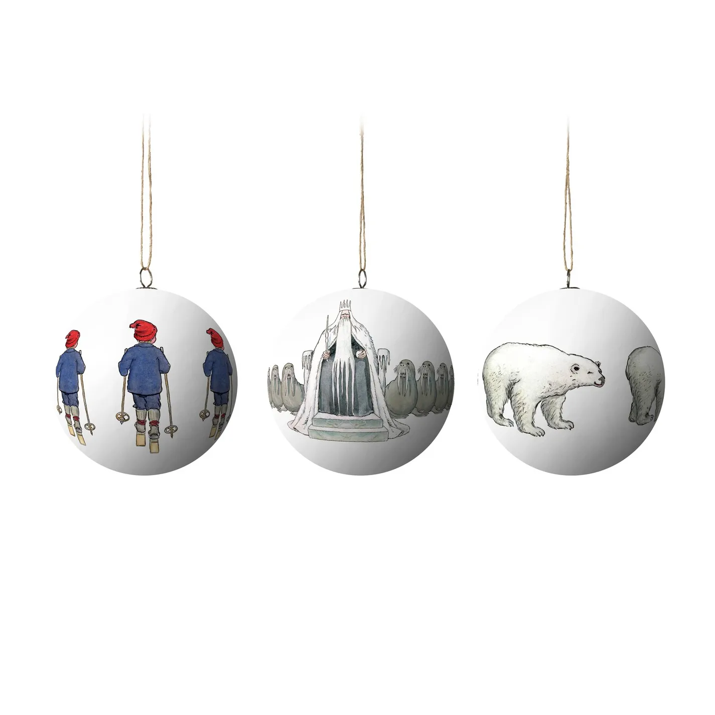 Elsa Beskow julekugler 3 stk, King Winter Design House Stockholm
