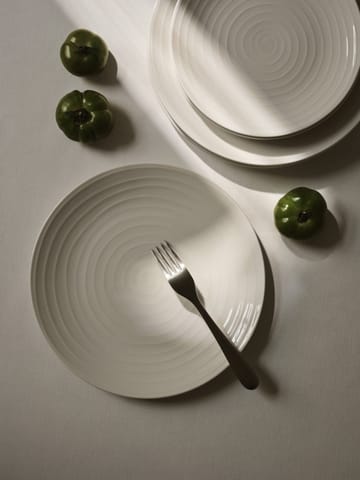 Hvid middagstallerken 28 cm - stribet hvid - Design House Stockholm