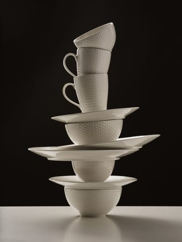 Hvid middagstallerken 28 cm - stribet hvid - Design House Stockholm