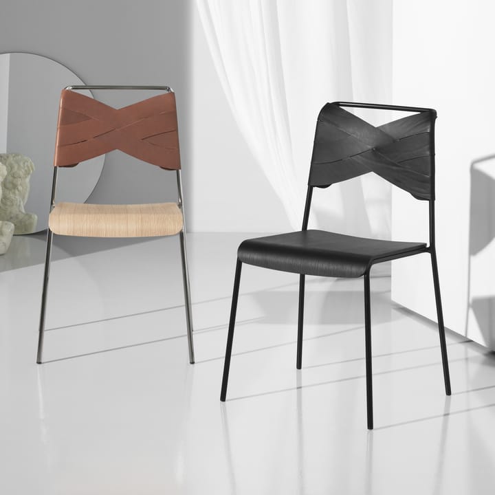 Torso stol - eg, naturfarvet læder, ben i krom - Design House Stockholm