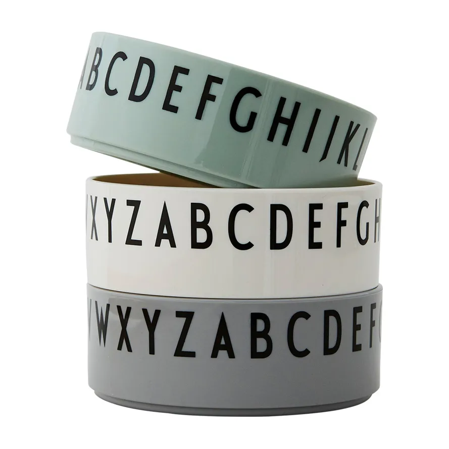 Breakfast Dinner Lunch skål pakke med tre styk, Grøn Design Letters