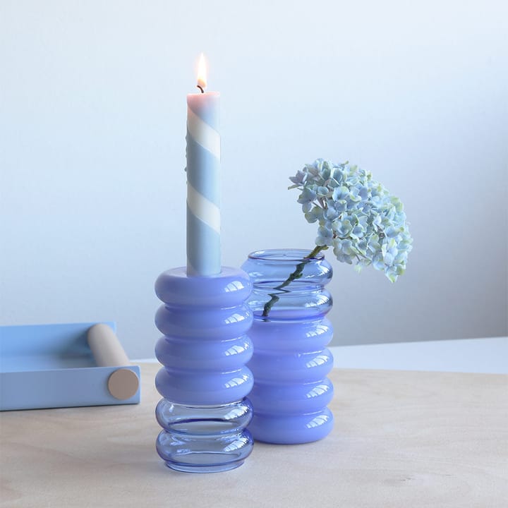 Bubble 2-i-1 vase og lysestage 13,5 cm - Blue - Design Letters