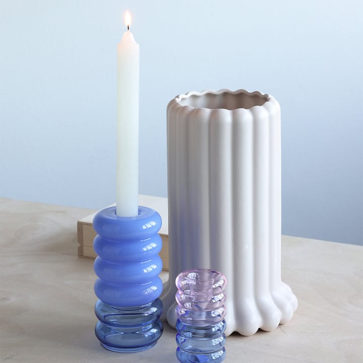 Bubble 2-i-1 vase og lysestage 13,5 cm - Blue - Design Letters