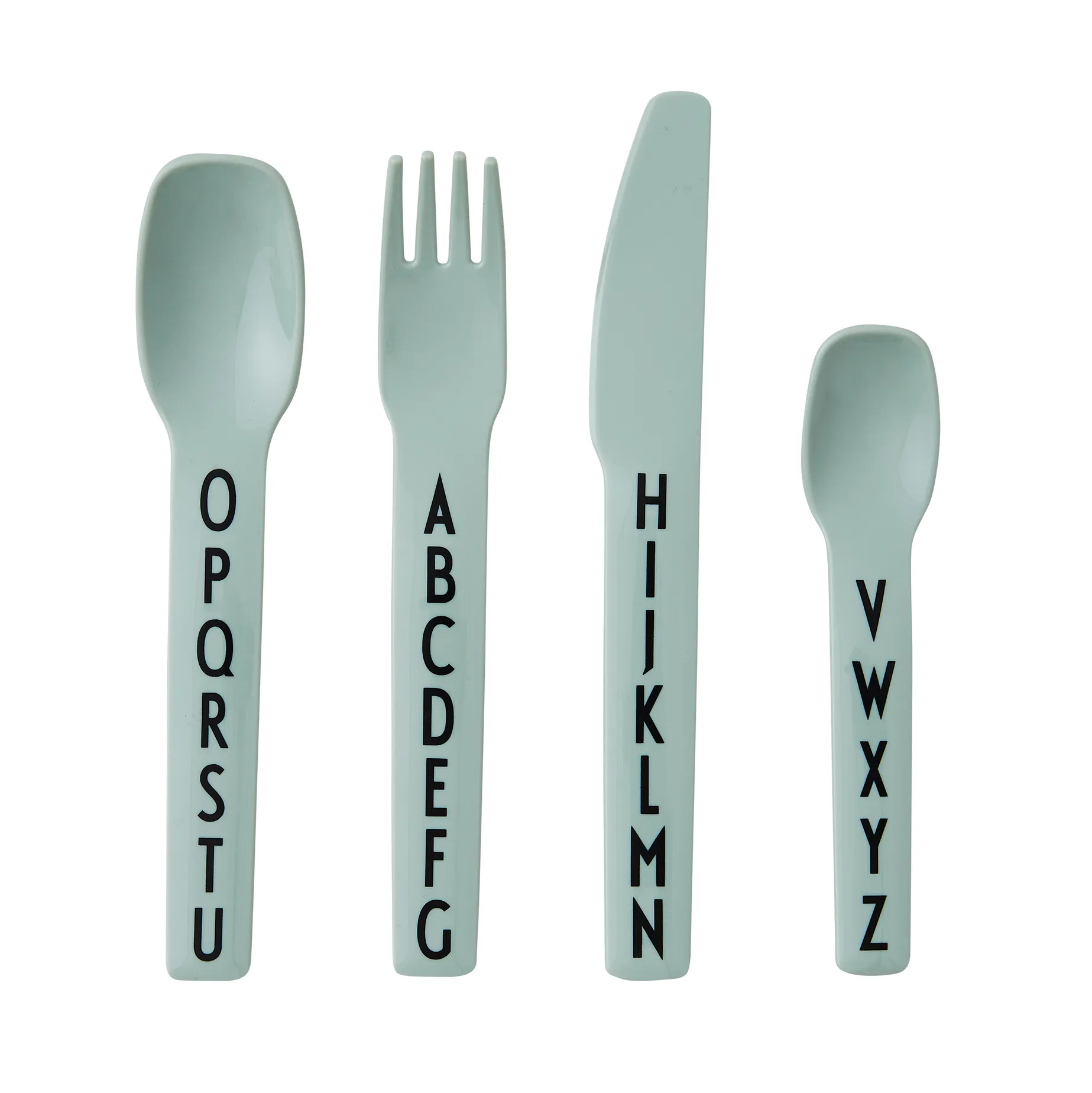 Design Letters børnebestik melamin, Grøn Design Letters