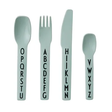 Design Letters børnebestik melamin - Grøn - Design Letters