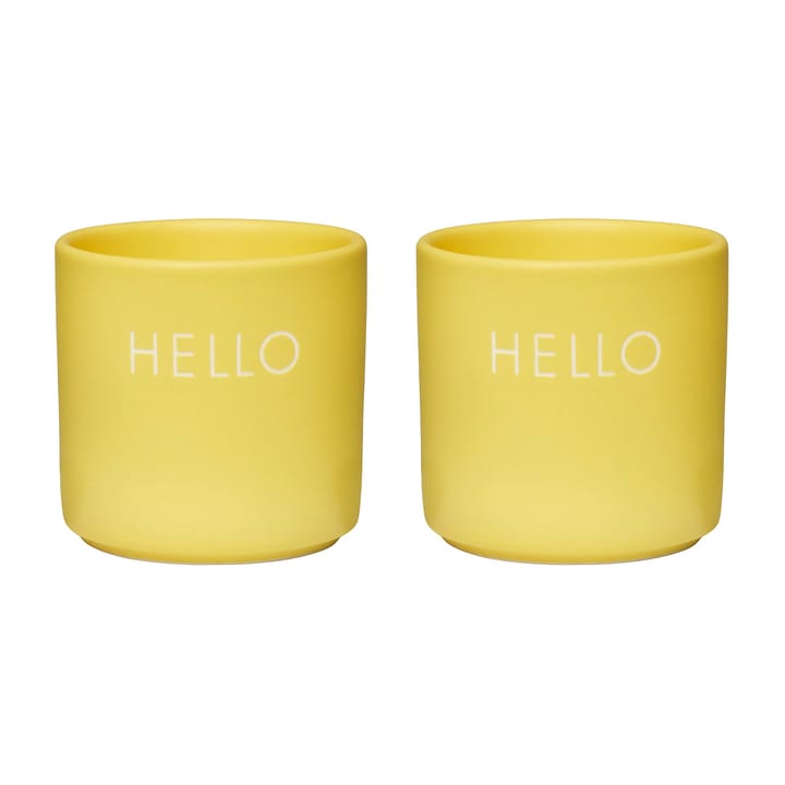 Design Letters æggebæger 2-pak - Hello/Yellow - Design Letters