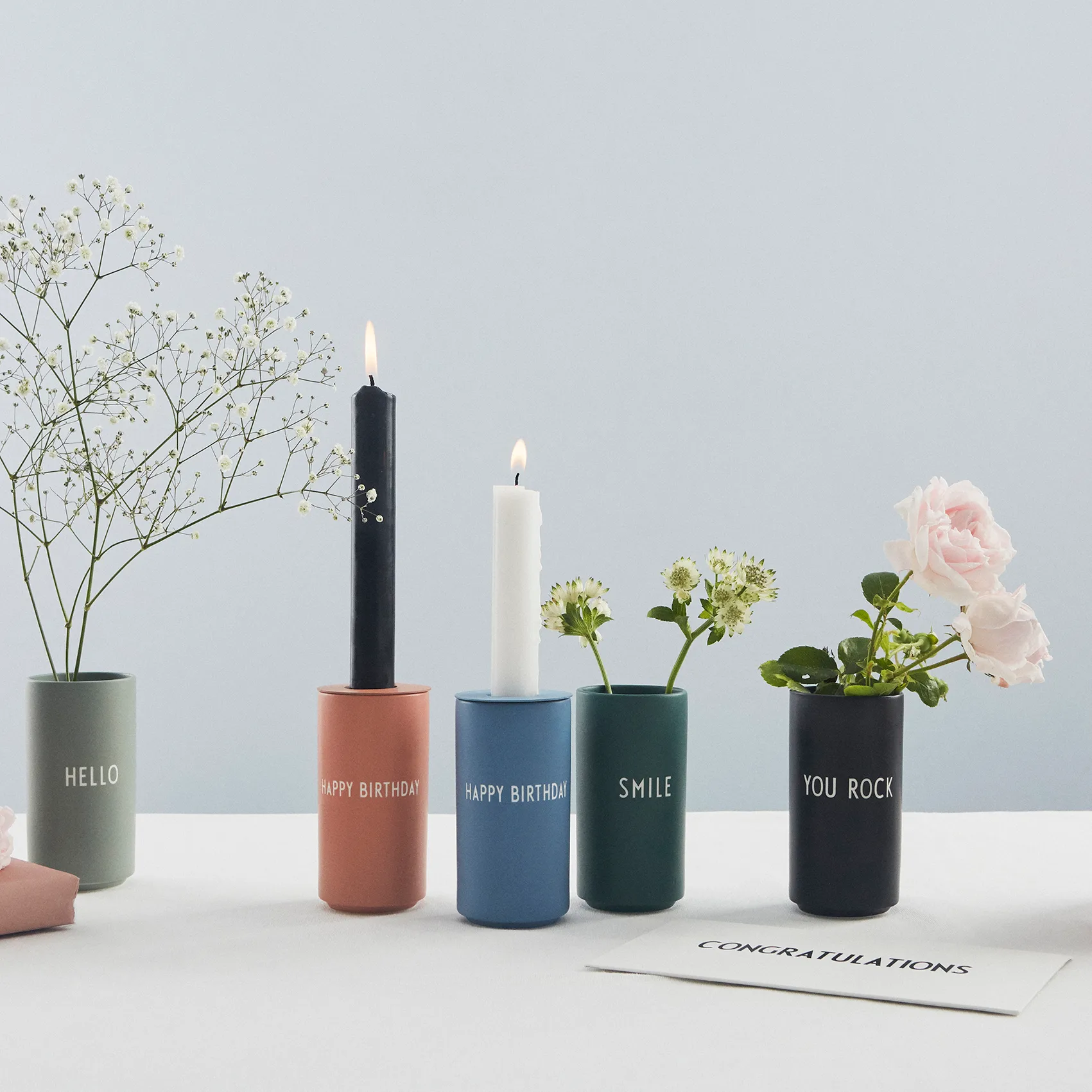 Design Letters lysholder til vase & espressokop, Nude Design Letters
