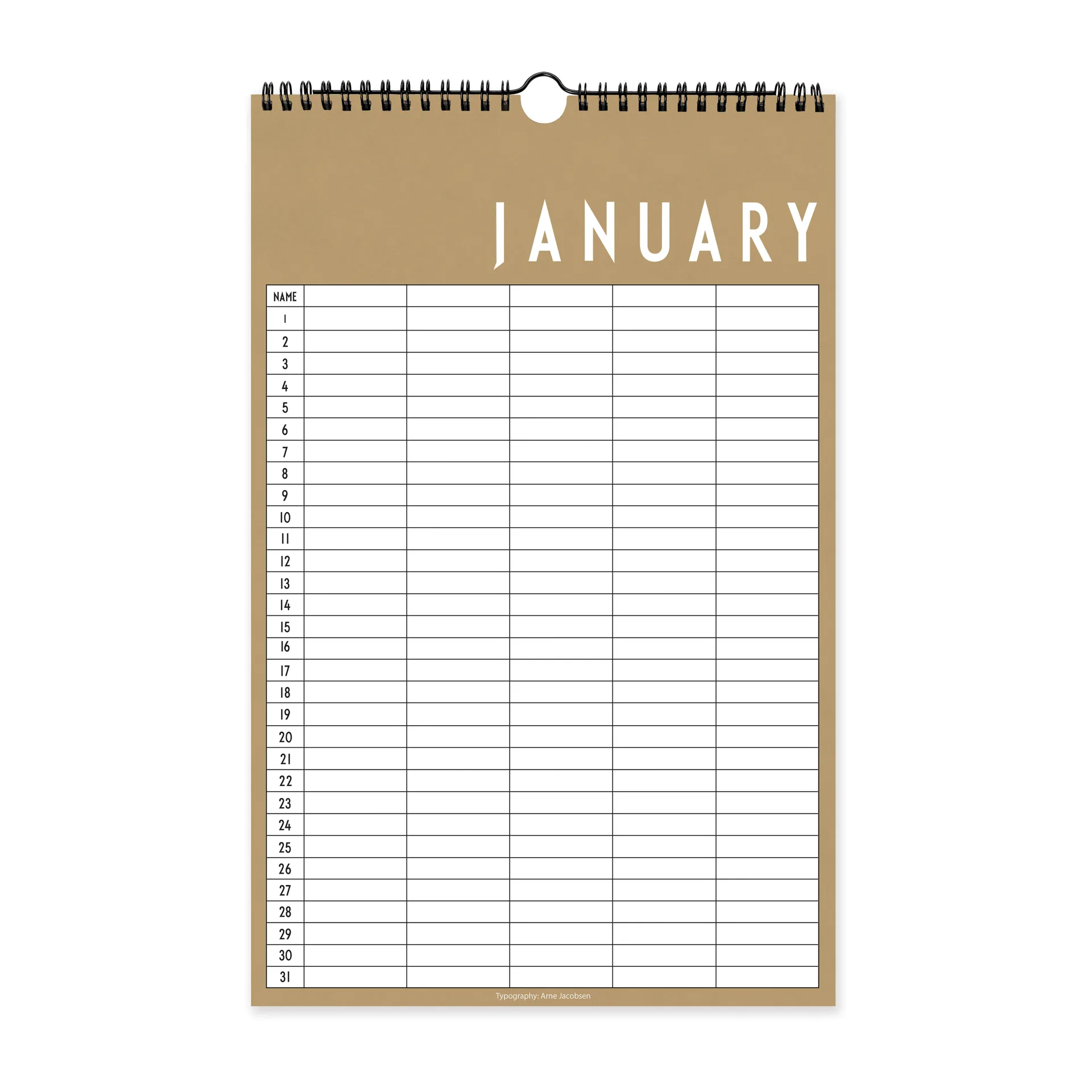 Design Letters Månedskalender, Beige Design Letters