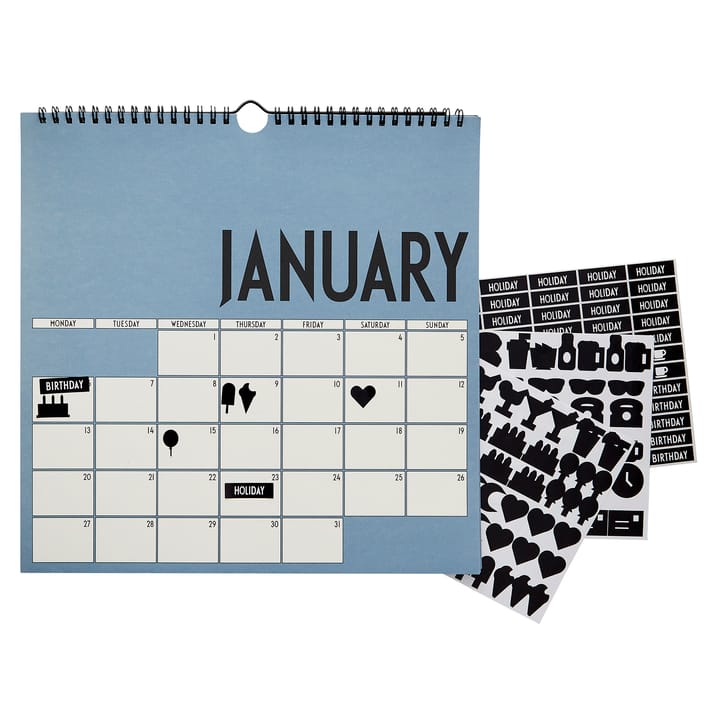 Design Letters vægkalender 2020, Blå Design Letters